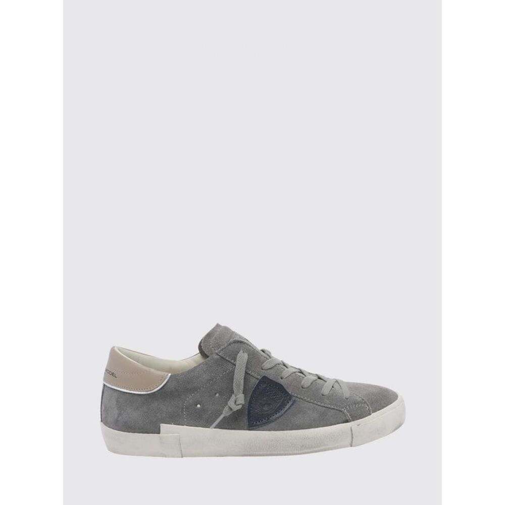 Paris Leather Low-Top Sneakers Philippe Model With Worn Effect And Shield Logo